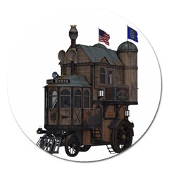 Steampunk Lock Fantasy Home Magnet 5  (round) by Simbadda