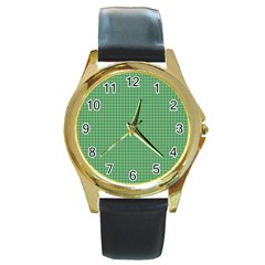 Green1 Round Gold Metal Watch by PhotoNOLA