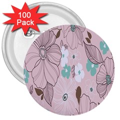 Background Texture Flowers Leaves Buds 3  Buttons (100 Pack)  by Simbadda