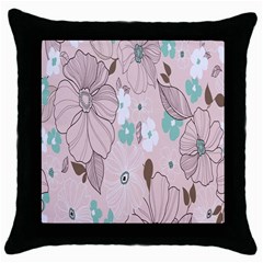 Background Texture Flowers Leaves Buds Throw Pillow Case (black) by Simbadda