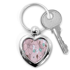 Background Texture Flowers Leaves Buds Key Chains (heart)  by Simbadda