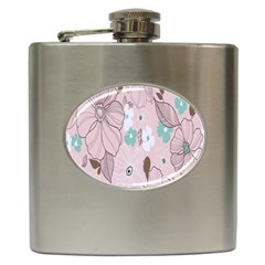 Background Texture Flowers Leaves Buds Hip Flask (6 Oz) by Simbadda