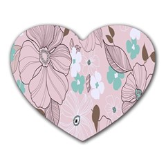 Background Texture Flowers Leaves Buds Heart Mousepads by Simbadda