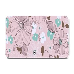 Background Texture Flowers Leaves Buds Small Doormat  by Simbadda