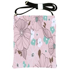 Background Texture Flowers Leaves Buds Shoulder Sling Bags by Simbadda