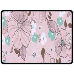 Background Texture Flowers Leaves Buds Fleece Blanket (large)  by Simbadda