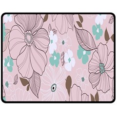 Background Texture Flowers Leaves Buds Fleece Blanket (medium)  by Simbadda