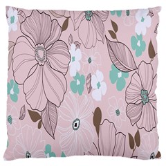 Background Texture Flowers Leaves Buds Large Cushion Case (one Side) by Simbadda