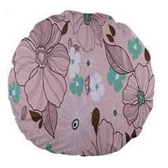 Background Texture Flowers Leaves Buds Large 18  Premium Round Cushions by Simbadda