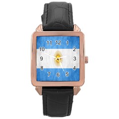 Argentina Texture Background Rose Gold Leather Watch  by Simbadda