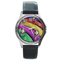 Balloons Colorful Rainbow Metal Round Metal Watch by Simbadda