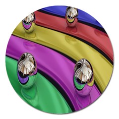 Balloons Colorful Rainbow Metal Magnet 5  (round) by Simbadda