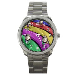 Balloons Colorful Rainbow Metal Sport Metal Watch by Simbadda