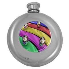 Balloons Colorful Rainbow Metal Round Hip Flask (5 Oz) by Simbadda