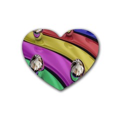 Balloons Colorful Rainbow Metal Rubber Coaster (heart)  by Simbadda