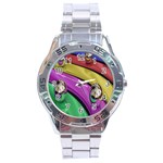 Balloons Colorful Rainbow Metal Stainless Steel Analogue Watch Front