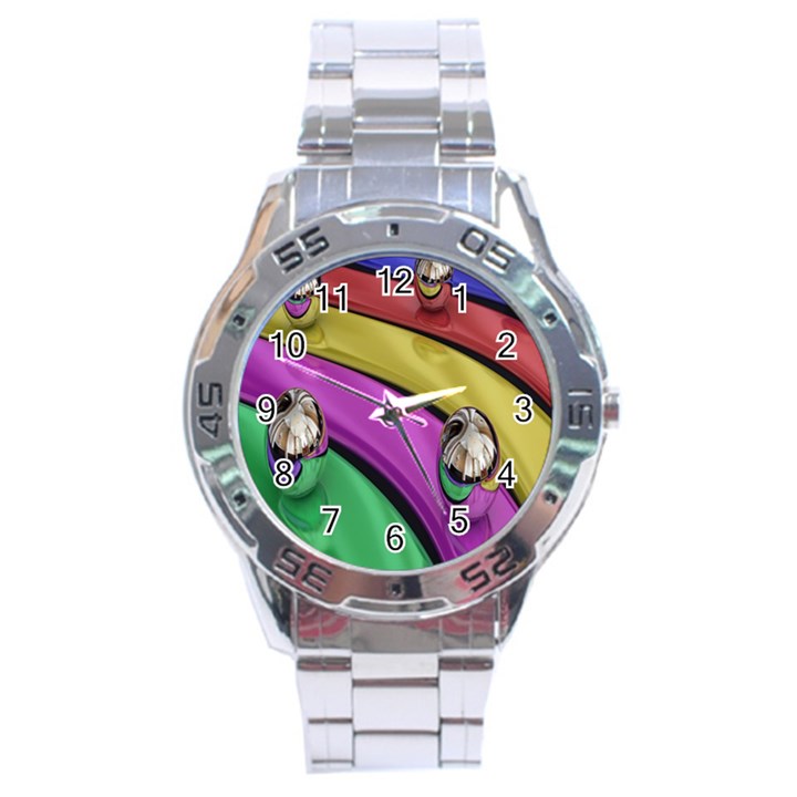 Balloons Colorful Rainbow Metal Stainless Steel Analogue Watch