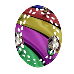 Balloons Colorful Rainbow Metal Oval Filigree Ornament (two Sides) by Simbadda