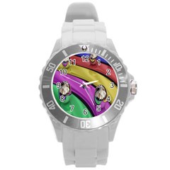 Balloons Colorful Rainbow Metal Round Plastic Sport Watch (l) by Simbadda