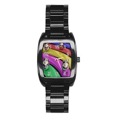 Balloons Colorful Rainbow Metal Stainless Steel Barrel Watch by Simbadda