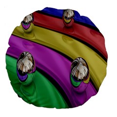 Balloons Colorful Rainbow Metal Large 18  Premium Flano Round Cushions by Simbadda