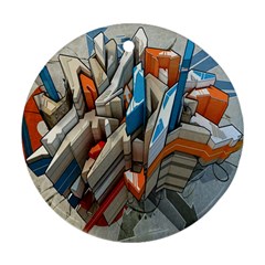 Abstraction Imagination City District Building Graffiti Ornament (round) by Simbadda