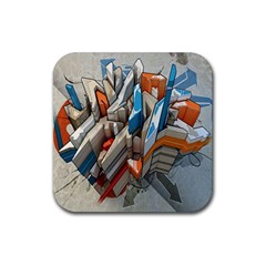 Abstraction Imagination City District Building Graffiti Rubber Coaster (square)  by Simbadda