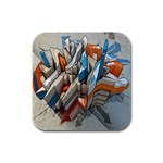 Abstraction Imagination City District Building Graffiti Rubber Square Coaster (4 pack)  Front