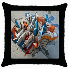 Abstraction Imagination City District Building Graffiti Throw Pillow Case (black) by Simbadda