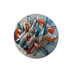 Abstraction Imagination City District Building Graffiti Rubber Round Coaster (4 Pack)  by Simbadda