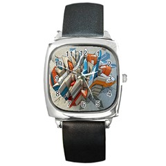 Abstraction Imagination City District Building Graffiti Square Metal Watch by Simbadda