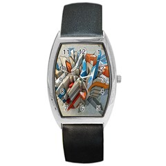 Abstraction Imagination City District Building Graffiti Barrel Style Metal Watch by Simbadda