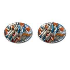 Abstraction Imagination City District Building Graffiti Cufflinks (oval) by Simbadda