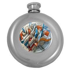 Abstraction Imagination City District Building Graffiti Round Hip Flask (5 Oz) by Simbadda