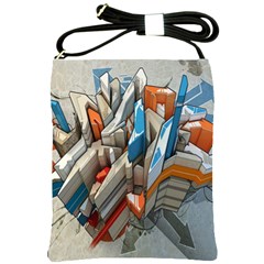 Abstraction Imagination City District Building Graffiti Shoulder Sling Bags by Simbadda