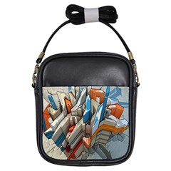 Abstraction Imagination City District Building Graffiti Girls Sling Bags by Simbadda