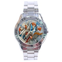 Abstraction Imagination City District Building Graffiti Stainless Steel Analogue Watch by Simbadda