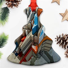 Abstraction Imagination City District Building Graffiti Christmas Tree Ornament (two Sides) by Simbadda