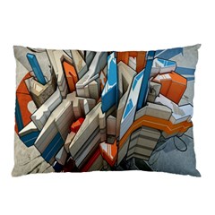 Abstraction Imagination City District Building Graffiti Pillow Case (two Sides) by Simbadda