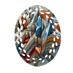 Abstraction Imagination City District Building Graffiti Oval Filigree Ornament (two Sides) by Simbadda