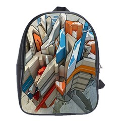 Abstraction Imagination City District Building Graffiti School Bags (xl)  by Simbadda