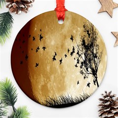 Birds Sky Planet Moon Shadow Ornament (round) by Simbadda