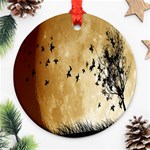 Birds Sky Planet Moon Shadow Ornament (Round) Front