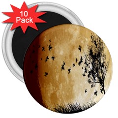 Birds Sky Planet Moon Shadow 3  Magnets (10 Pack)  by Simbadda