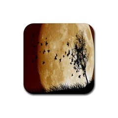 Birds Sky Planet Moon Shadow Rubber Coaster (square)  by Simbadda