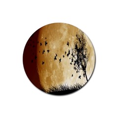 Birds Sky Planet Moon Shadow Rubber Coaster (round)  by Simbadda