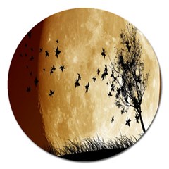 Birds Sky Planet Moon Shadow Magnet 5  (round) by Simbadda