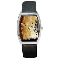 Birds Sky Planet Moon Shadow Barrel Style Metal Watch by Simbadda