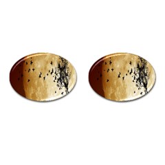 Birds Sky Planet Moon Shadow Cufflinks (oval) by Simbadda