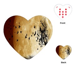 Birds Sky Planet Moon Shadow Playing Cards (heart)  by Simbadda